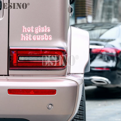 Car Styling Funny Hot Girls Hit Curbs PVC Adhesive Decal Cartoon Waterproof Car Body Sticker Pattern Vinyl