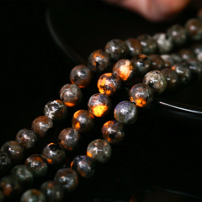 Natural Flame Stone Beads Yooperlite Fire Sodalite Round Loose Spacer Bead for Jewelry Making DIY Bracelet Necklace Accessory