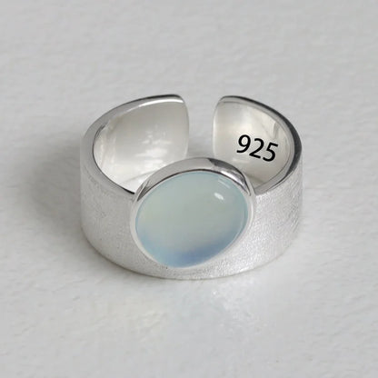 PANJBJ 925 Sterling Silver Geometry Crystal Ring For Women Ellipse Exaggerated Punk Water Drop Open Jewelry Gift Dropshipping