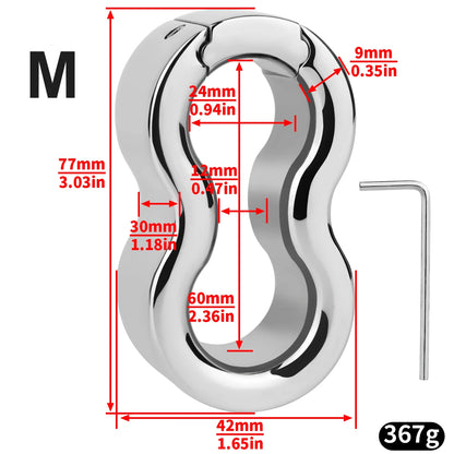 LEZEE Stainless Steel Semen Lock Rings Scrotum Drop Ring Heavy Metal Testicular Stretcher Rings Weight Hanging BDSM Cockring