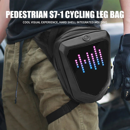 Smart LED Screen Riding Leg Bag Motorcycle Locomotive Multifunctional Waterproof Gaiters Crossbody Storage Travel Hiking Bag