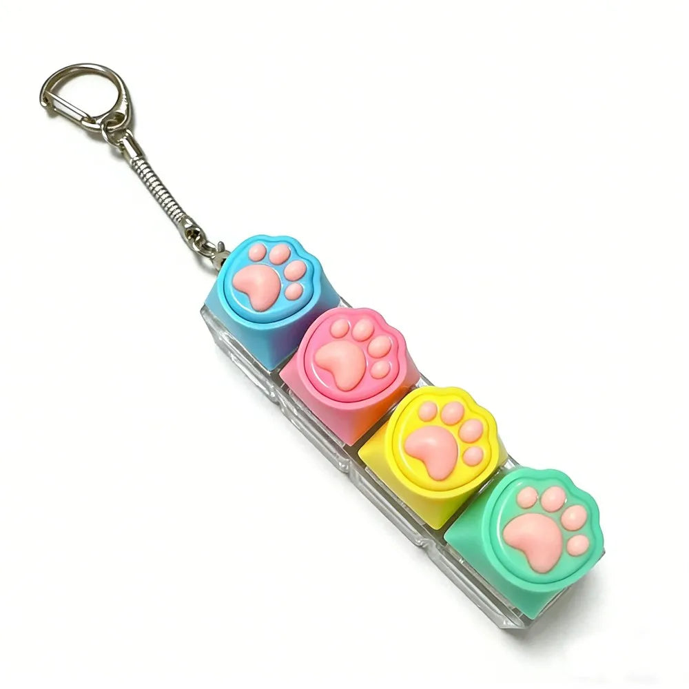 Cute Cat Claw Keychain 4/9 Keys Keyboard Decompression DIY Keyboard Keychain For Gifts