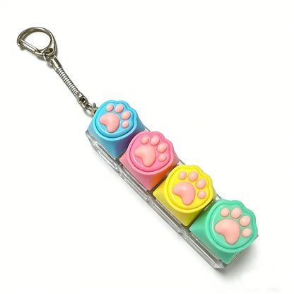 Cute Cat Claw Keychain 4/9 Keys Keyboard Decompression DIY Keyboard Keychain For Gifts