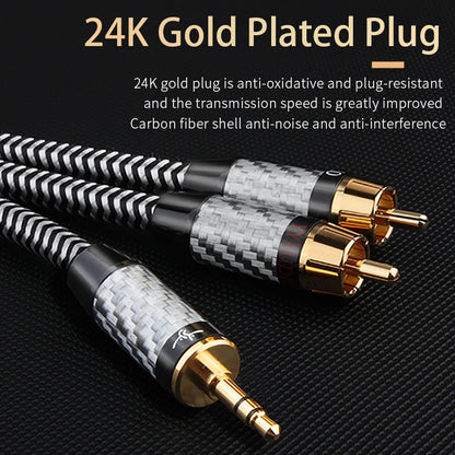 HIFI 3.5 mm to 2Rca Audio Cable 7N OCC Silver Plated RCA Cable AUX RCA Jack 3.5 Y Splitter Cable For Phone Computer to Amplifier