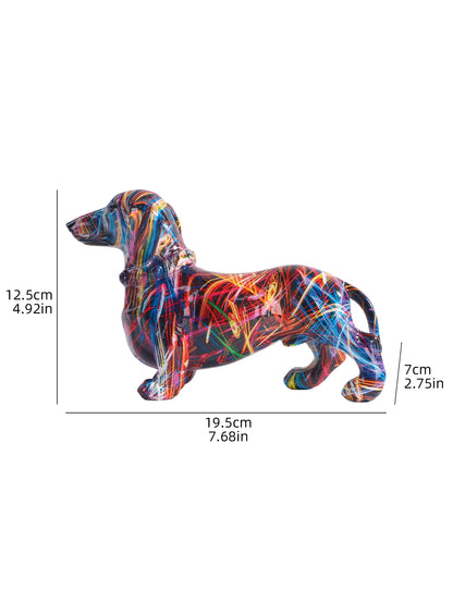 Creative Resin Animal Sculpture Miniature Dachshund Home Decor Figurine for Bedroom, Living Room, Study, Entryway, and Foyer