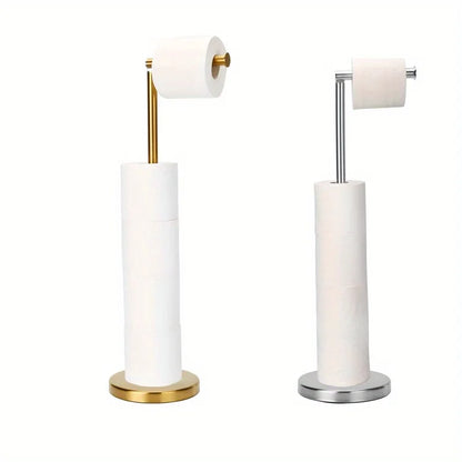 Toilet Paper Holder Gold, Freestanding Toilet Paper Holder Stand with Reserve for 4 Spare Rolls, Sturdy Base