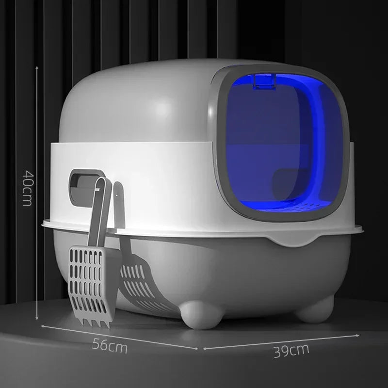 Oversized Cat Litter Box Fully Enclosed Pet Toilet Automatic Deodorizing Flip-top Cat Shit Basin