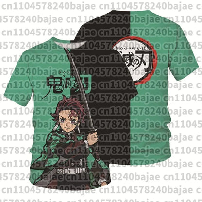 Demon Slayer Kimetsu no Yaiba Tanjiro 3D Quick Dry T-Shirt Adult Kids Sports Casual Anime Merch Summer outdoor streetwear