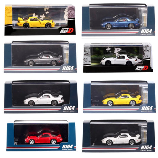 1/64 Scale Mazda RX7 FC3S FD3S Red Suns Efini RX-7 Type A RS Spirit R Bathurst Car Model Diecast Toy Vehicles Hobby Japan HJ64