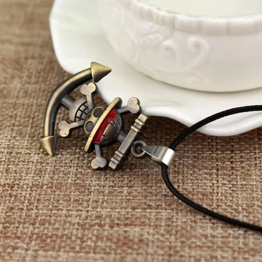 Anime One Piece Retro Ship Anchor Pirate Pendant Necklace for Men and Women Punk Personalized Jewelry Accessories Gift