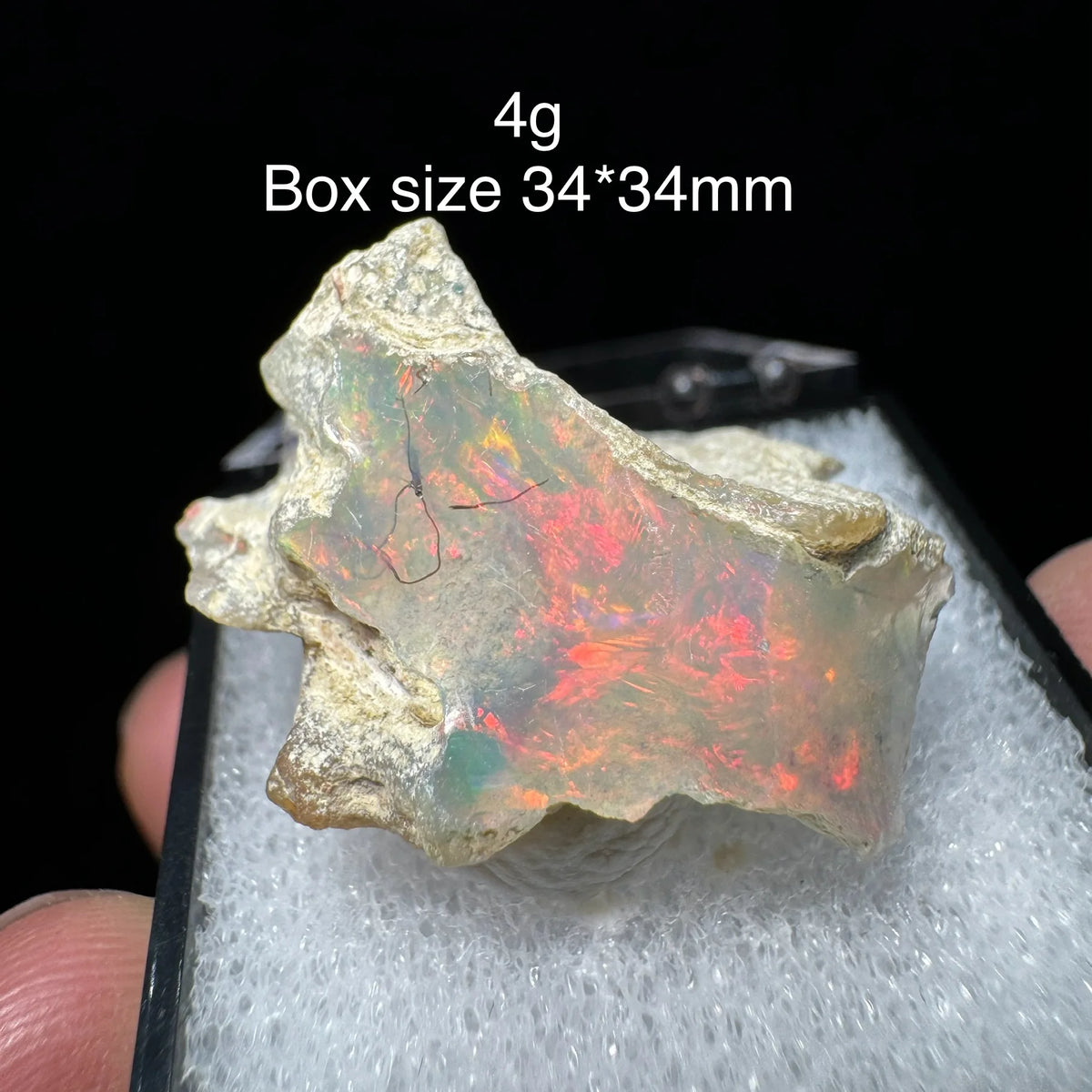 Natural Rare Colorful Ethiopia Opal (No Need Water) Gem Mineral Specimen Box Size:34X34mm (Need Lighting) Sunlight Best