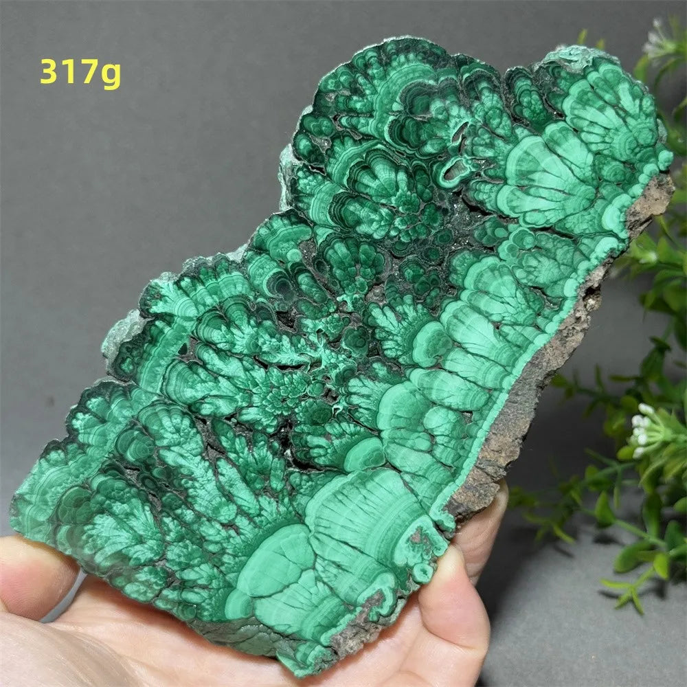 Natural High-Quality And Beautiful Malachite Slate Mineral Raw Stone Therapy Meditation Prayer Energy Home Decoration+Bracket
