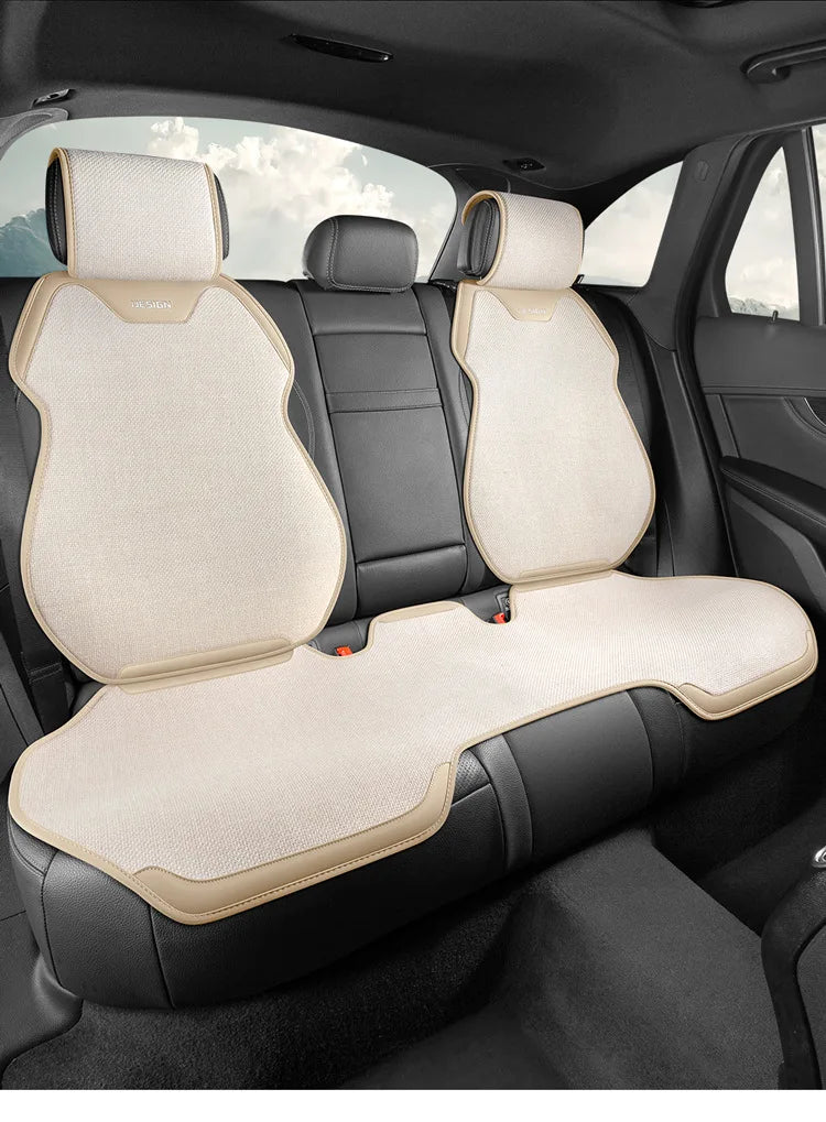 Universal Linen Car Seat Cover Four Season Flax Comfortable Breathable Anti-Slip Car Covers Cushion SUV Sedan Seat Protection