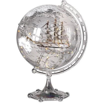 Luxury Modern Globe Ornament With Sailboat Accent, Elegant Metal Sculpture For Living Room TV Stand Wine Cabinet Office Desk