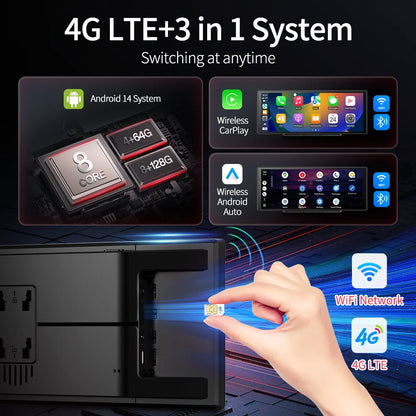 Imagebon M70 11.4" 4G Android 14 8+128G Dashcam 8 Core Wireless CarPlay & Android Auto Split Screen Remote Monitoring Car DVR