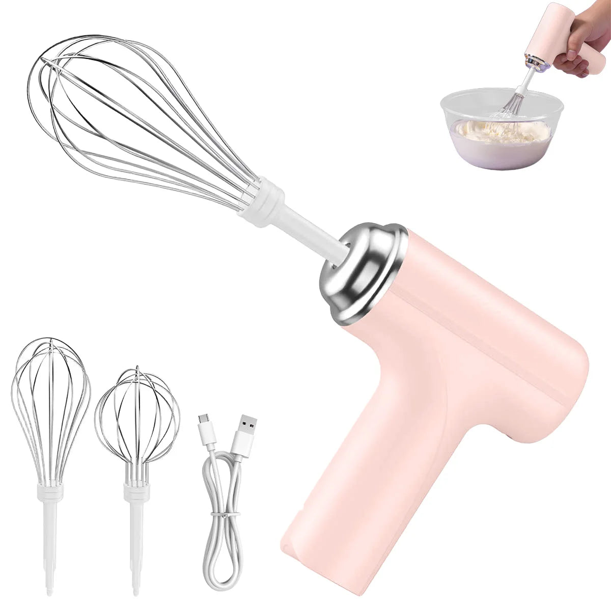 Electric Egg Beater Wireless Electric Food Mixer Handheld Mixer with 3 Speed Settings Baking Dough Cake Cream Milk Whisk