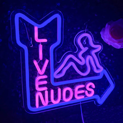 LED Live Nudes Neon Sign for Night Club Bar Decoration Adult Entertainment Arrow Design Purple Pink Glow Wall Art Lighting