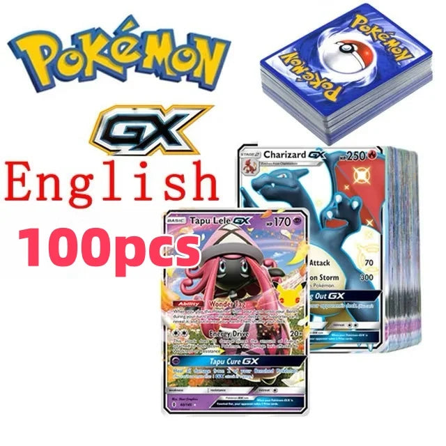 100Pcs Pokémon GX Vmax Rainbow Rare Trading Cards English French Spain Holographic Shiny Battle Game Cards Collectible Toy Gift·