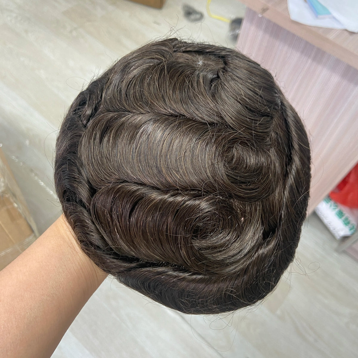 Men Wig Human Hair Toupee Fine Mono Male Wig 130% Density Durable Hair Prosthesis Toupee Men 6" Hair Replacement System For Men