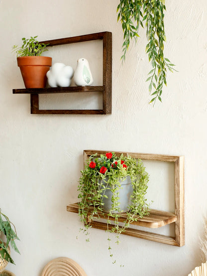 Rustic Wood Floating Shelves for Wall Decorative Wall Mounted Storage Display Shelf Plants Small Items Wooden Hanging Shelves