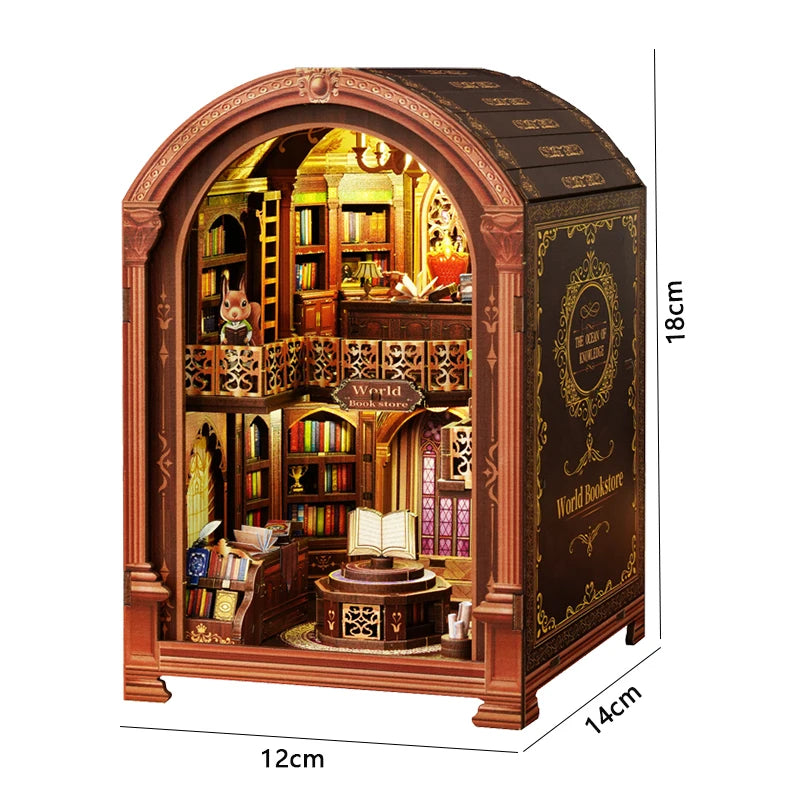 Magical DIY Book Nook Kits Miniature Doll House With LED Light 3D Puzzles Building Wooden Bookshelf Bookend Toy For Adults Gifts