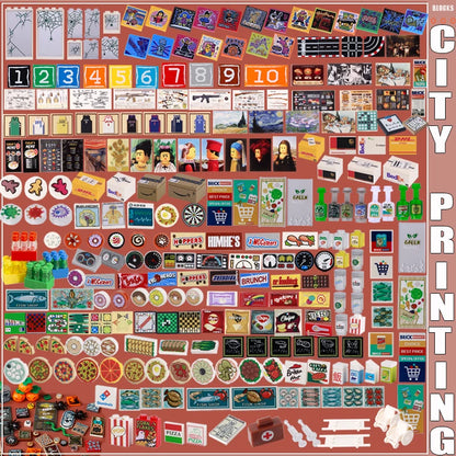 DIY City Tiles Printed Building Blocks Street View Ghost Pumpkin Medical Stretcher Music Package Bricks Christmas Halloween Toys