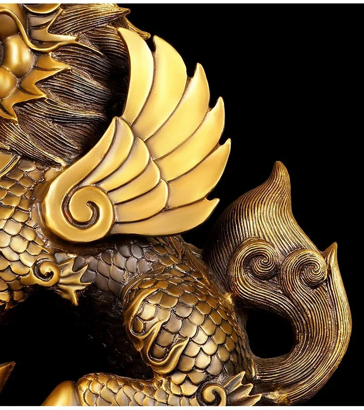 Feng Shui Copper Unicorn Ornamen Yuanbao Home Office Store Living Decorations