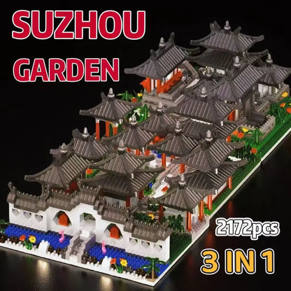 2172PCS Suzhou Garden Building Blocks Chinese Architecture Microparticle Model Educational Toy Christmas Gifts, Birthday Gifts