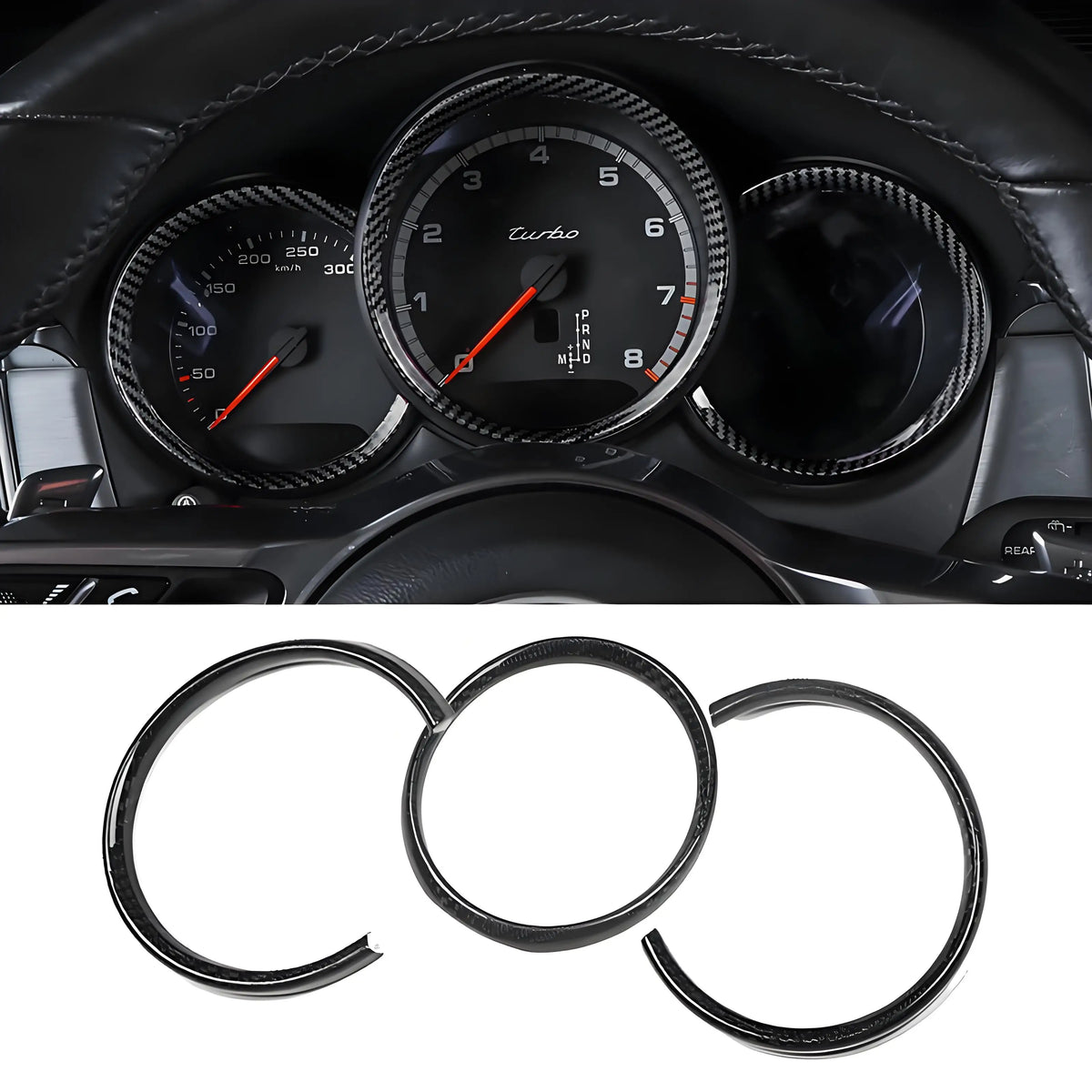 ABS Car Dashboard Trim Ring Cover Carbon Fiber Style Accessories For Porsche Macan Boxster 718 Cayman