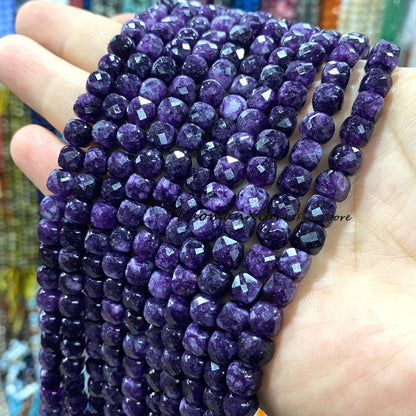 Natural Stone 7-8MM Faceted Square Lapis Lazuli Loose Cube Spacer Beads for Jewelry Making Diy Earrings Bracelets Accessories