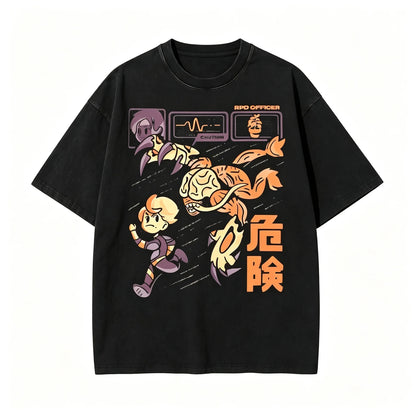 Resident Evil Village Women Dimirescu Retro Manga Poster Unisex T-shirt Black Cotton Short Sleeved T-shirt Gaming Enthusiast Top
