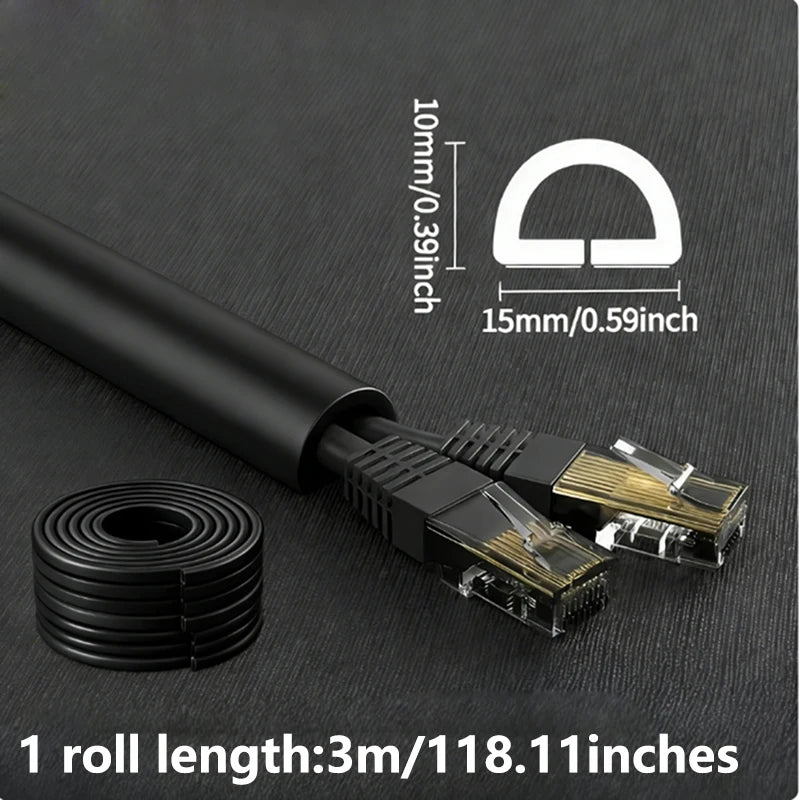 1PC 1/3M Self-Adhesive PVC Cable Management Strip Decorative Wire Protection Strip Suitable for Covering Wires on Walls Floors