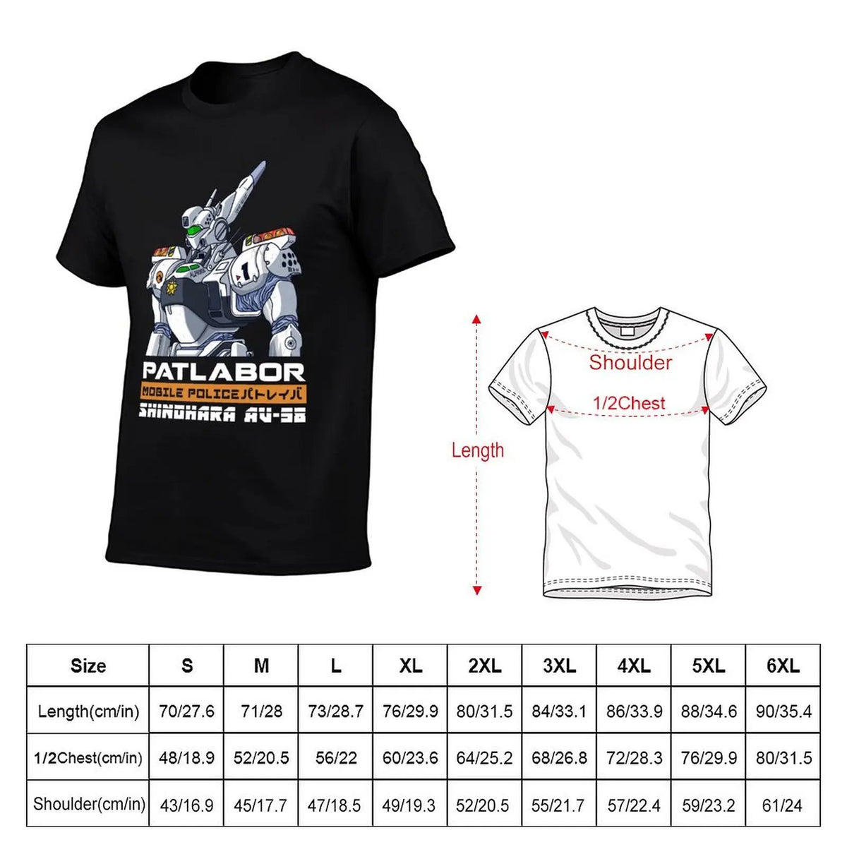 patlabor T-Shirt Big and Tall Casual T-Shirt