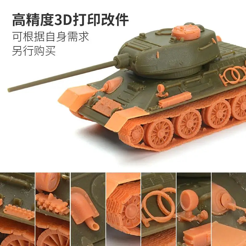 1/72 Soviet T-34/85 Medium Tank Glue-free Quick Fight Military Model Boy 80043
