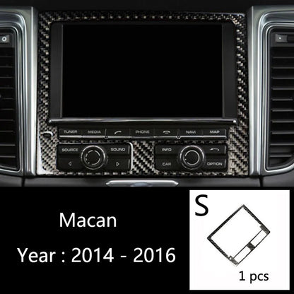Car Styling For Porsche macan 2014-20 Carbon fiber Center Console Air outlet Dashboard Covers Stickers Interior Auto Accessories