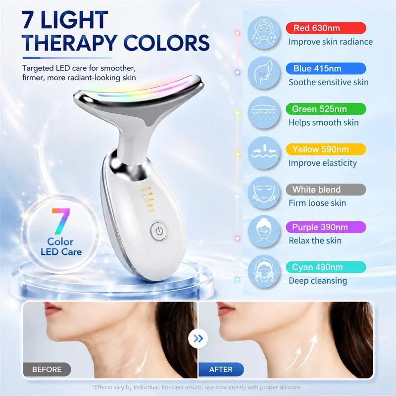 Neck Face Lifting Device Face Neck Massager Skin Tighten Device Led Photon Therapy Anti Wrinkle Double Chin Remove