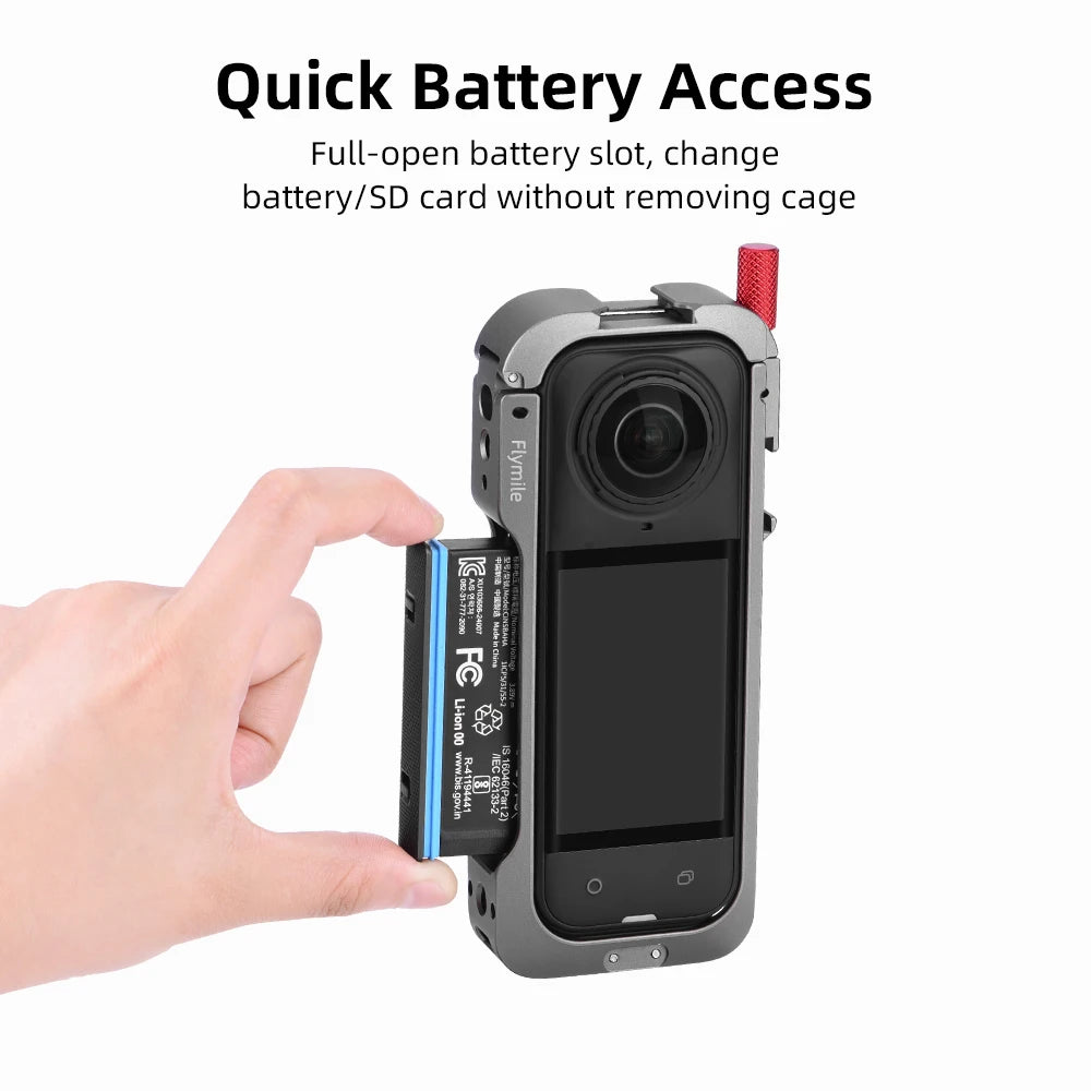 Flymile Metal Cage Protective Case for Insta360 X5 Accessories Aluminum Alloy Expansion Frame Adapter Mount with Lens Guard