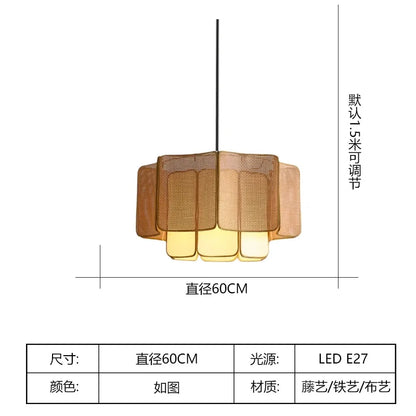Japanese Wabi Sabi Bohemian Rattan Pendant Lights Restaurant Tea Room Counter Living Room Cafe Homestay Led Lighting Luminaires