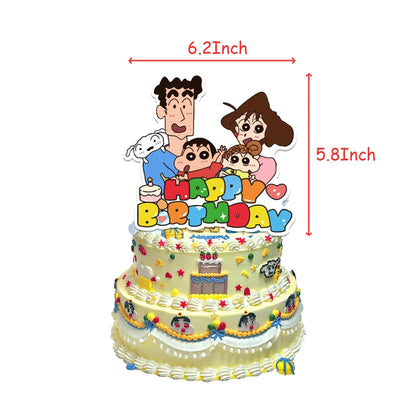 Crayon Shin-chan Birthday Party Disposable Paper plate Cake Topper Hanging Flag Crayon Shin-chan Balloon Birthday Decorations