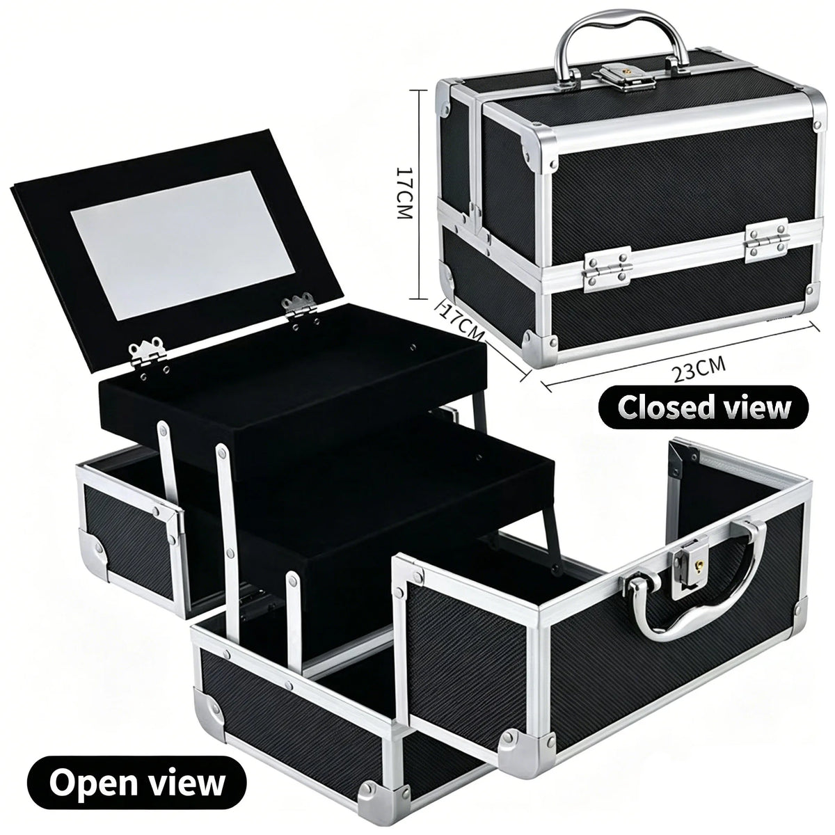 Portable Makeup Case with Lock & Mirror | Professional Cosmetic Organizer for Travel, Nail Tech & Aestheticians | Secure Storage