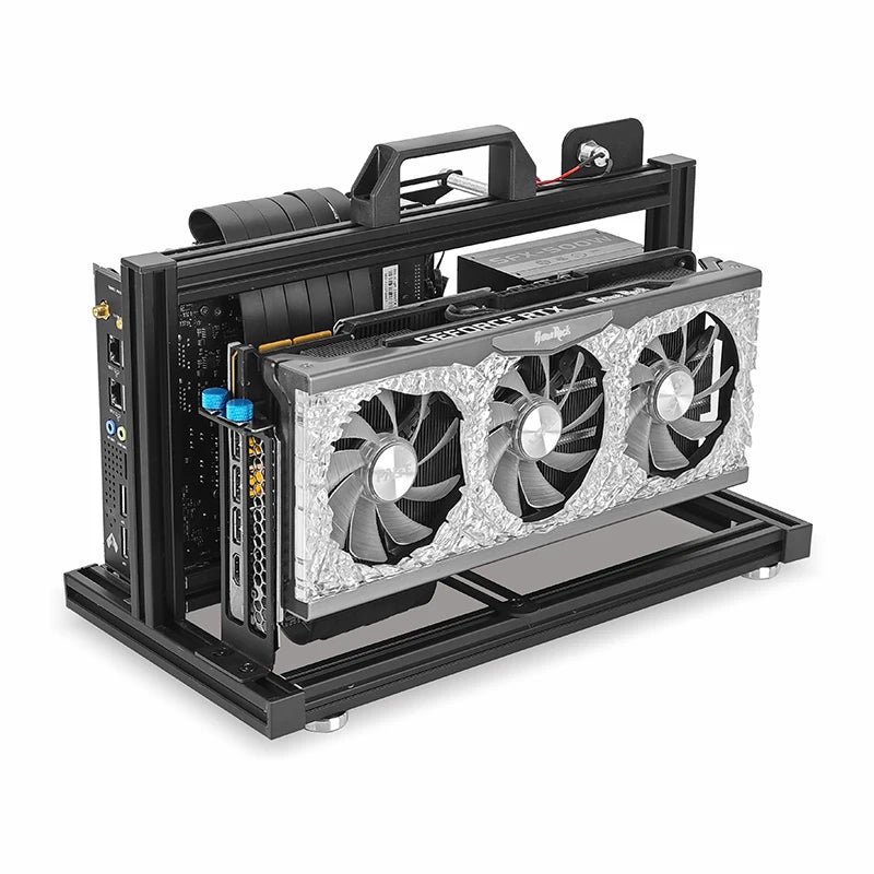 METALFISH ITX A4 Aluminum Open Frame Case, Vertical GPU, 240mm Cooler, Mini-ITX Compatible, DIY Gaming PC