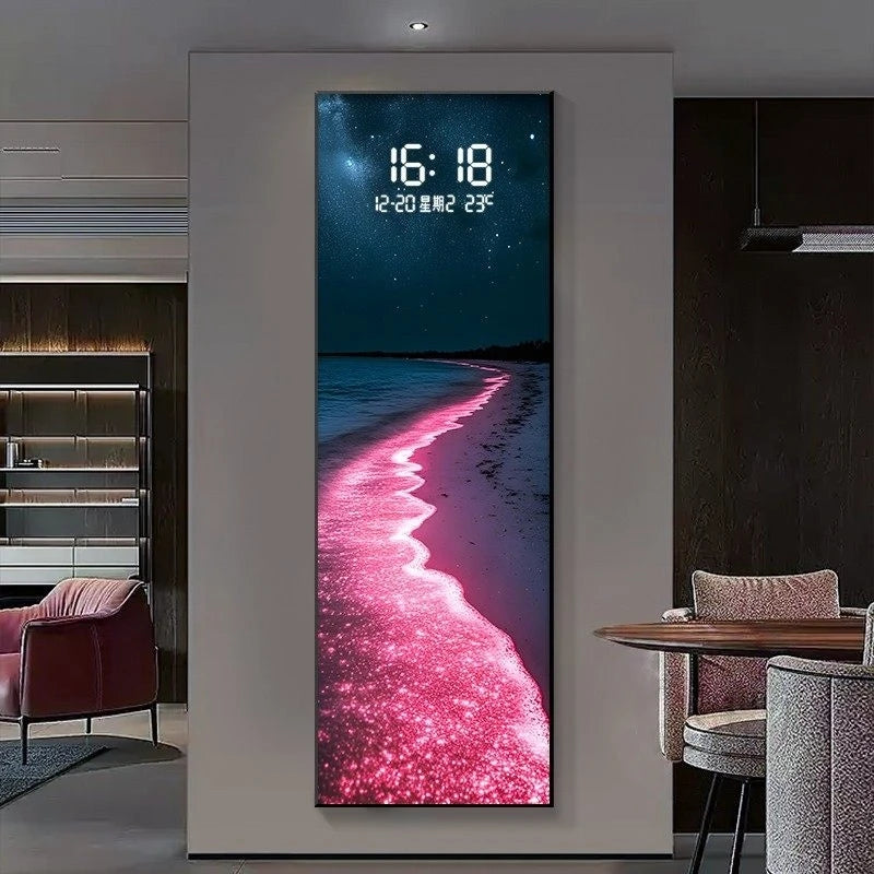 Modern Electronic Clock LED Wall Lamp for Living Room Entrance Corridor Study Hotel Plane Painting Home Decorations Mural Light