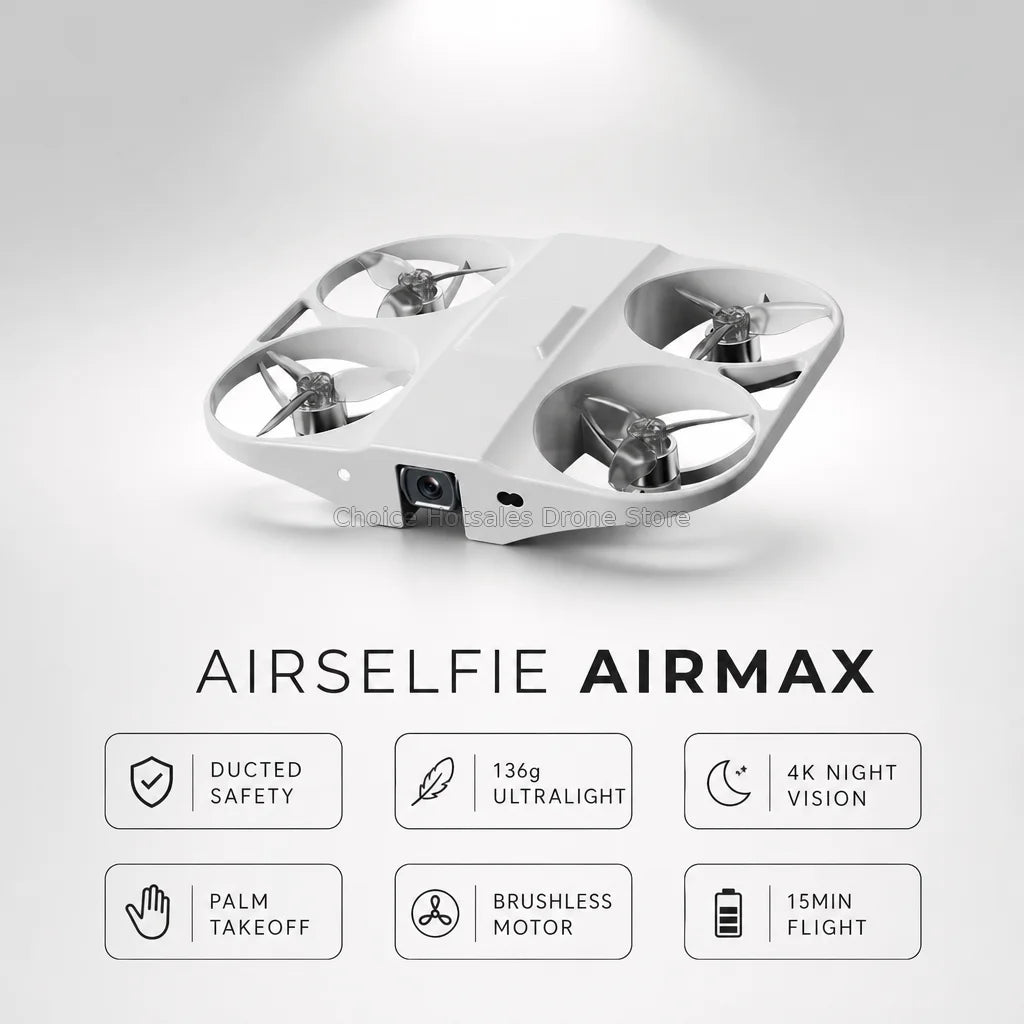 New Airmax Mini Drone Night Vision 4K HD Camera 2.8"Remote Control Thinest Follow RTH  7.4V Power Aircraft