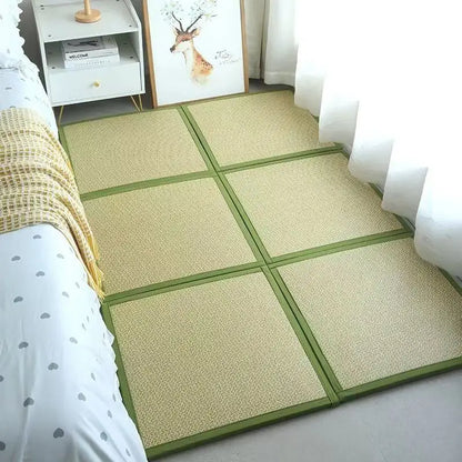 Rattan Summer Cooling Floor Mat Woven Tatami Carpet Bedside Rugs for Bedroom Living Room Bay Window Coffee Table Area Rugs Decor