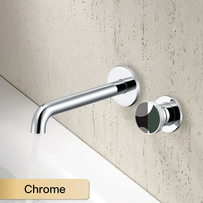 Modern luxury gun gray brass bathroom faucet with wall mounted design, cold and hot dual control, simple basin faucet