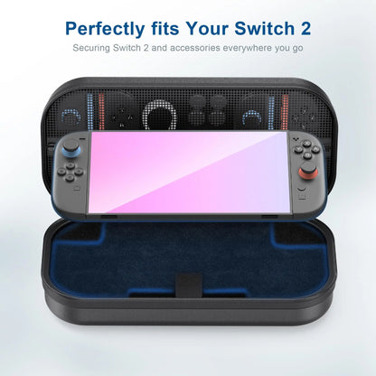 Switch 2 Large Capacity Carrying Case for Switch 2 (2025), Portable PU Hard Travel Case with Pockets for Accessories&Game Cards