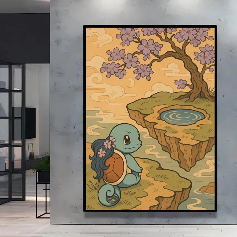 1pc frameless Canvas Paintings Retro Canvas Poster Prints Pokemon Gengar Blastoise Cartoon Character Picture Wall Art Home  Chil