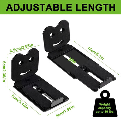 2PCS Adjustable Soundbar Mount Universal Speaker Wall Mount Floating Rack Length Adjustable 3.4''-5.2'' Removable and Lockable