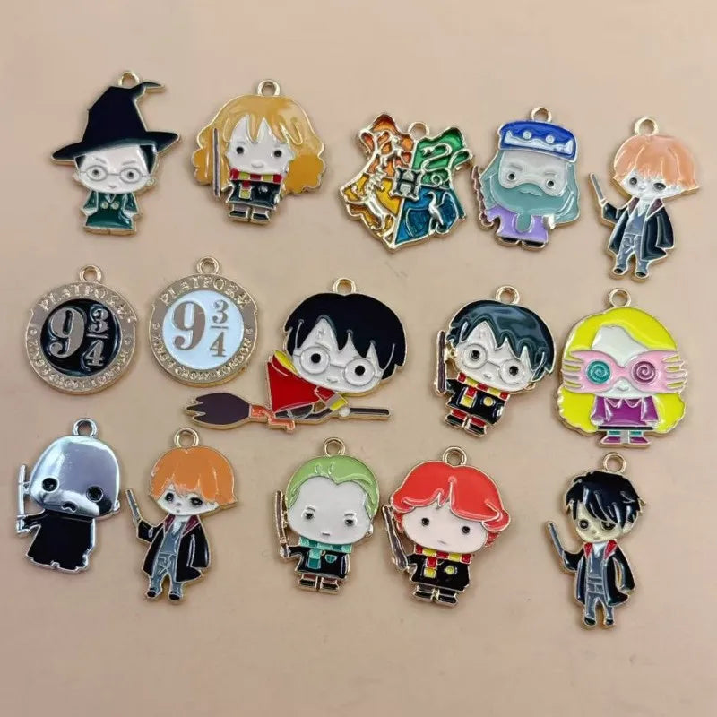 10/20Pcs Harry Potter‌ Anime DIY Hand Making Alloy Keychain Backpack Handmade Keychain Accessories Cute Keyring Gift for Fans