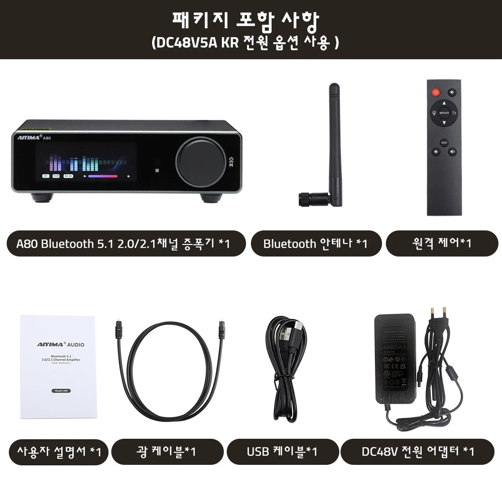 AIYIMA A80 Upgraded TPA3255 DAC Bluetooth PFFB Stereo Power Amplifier 300Wx2 Class D HiRes Digital Amp RCA TRS OPT COA USB Input